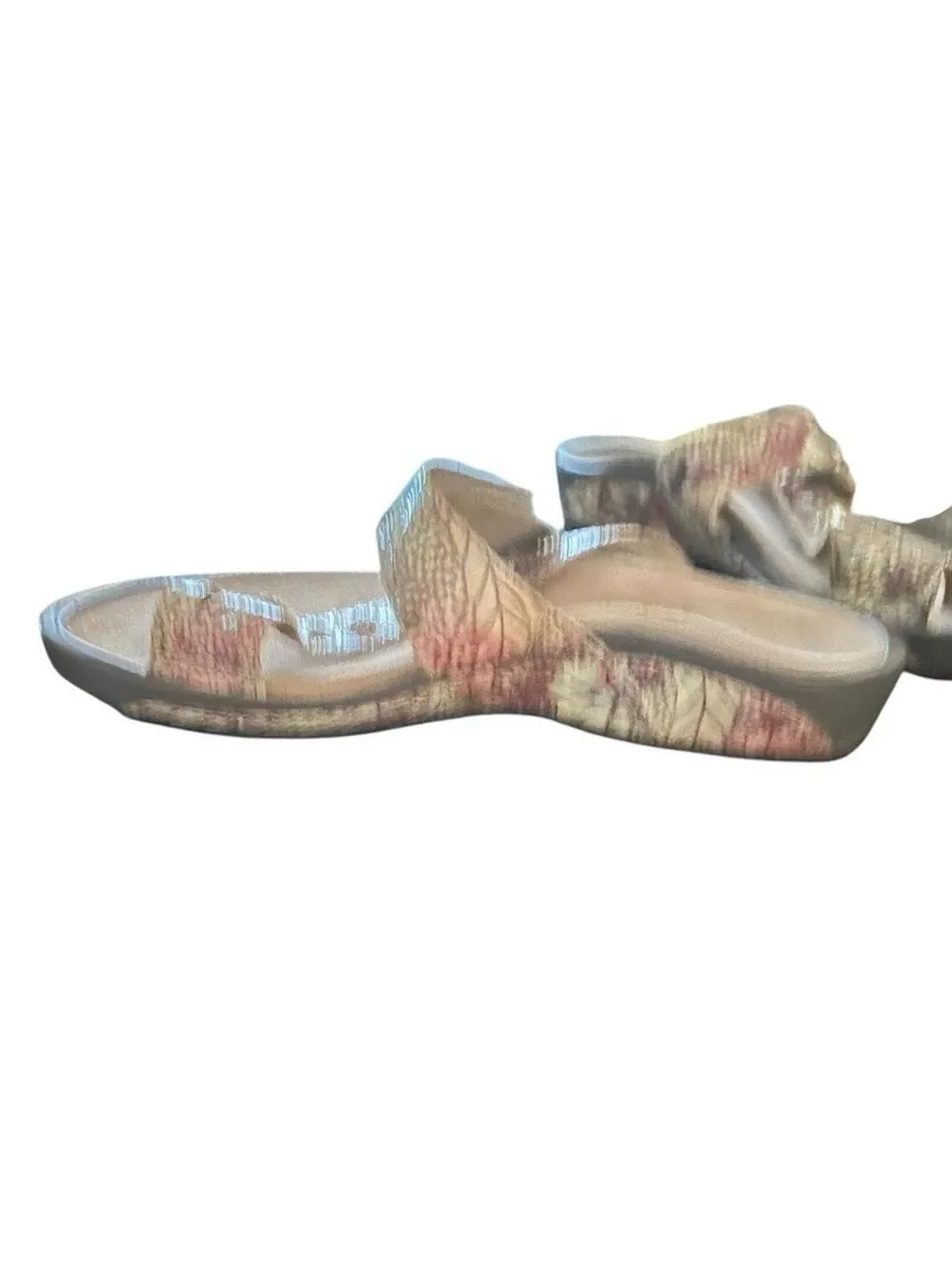 AETREX Izzy Adjustable Slide Sandals Rose Cream Gold Snakeskin Silvertone Studs